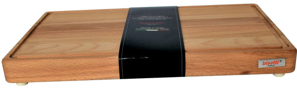 Bisetti Beechwood Cutting Board With Sauce Groove & Non-Skid Feet, 19-11/16 x 19-11/16-Inches - BisettiUSA