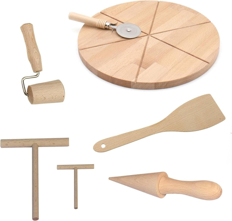 Bisetti 7 Piece Set for Making Homemade Pizza and Crepes