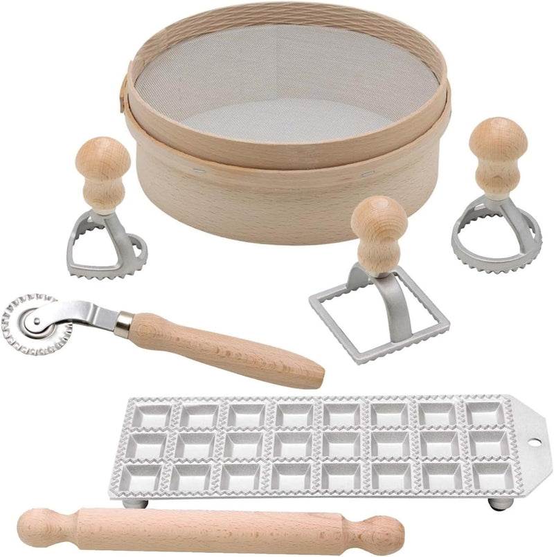 Bisetti 7 Piece Complete Pasta Kit for Making Homemade Ravioli - BisettiUSA