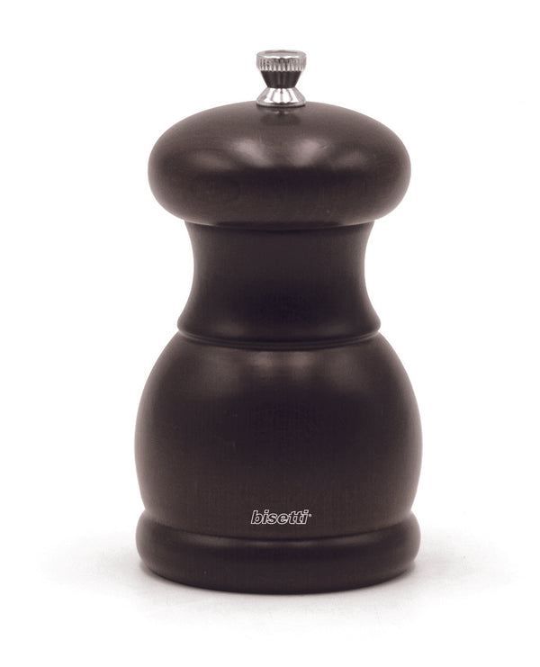 Bisetti Portofino Walnut Stained  Beechwood Salt Mill With Adjustable Grinder, 11 .5 cm / 4.5 Inch - BisettiUSA