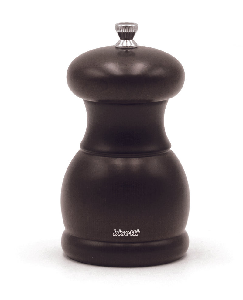 Bisetti Portofino Walnut Stained  Beechwood Salt Mill With Adjustable Grinder, 11 .5 cm / 4.5 Inch - BisettiUSA