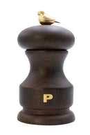 Bisetti Bird Walnut Stained Beechwood Pepper Mill With Adjustable Grinder, 11 cm / 4.33 Inches - BisettiUSA