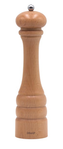 Bisetti Genova Natural Beechwood Pepper Mill with Adjustable Grinder, 28.5 cm / 11.2 Inch - BisettiUSA