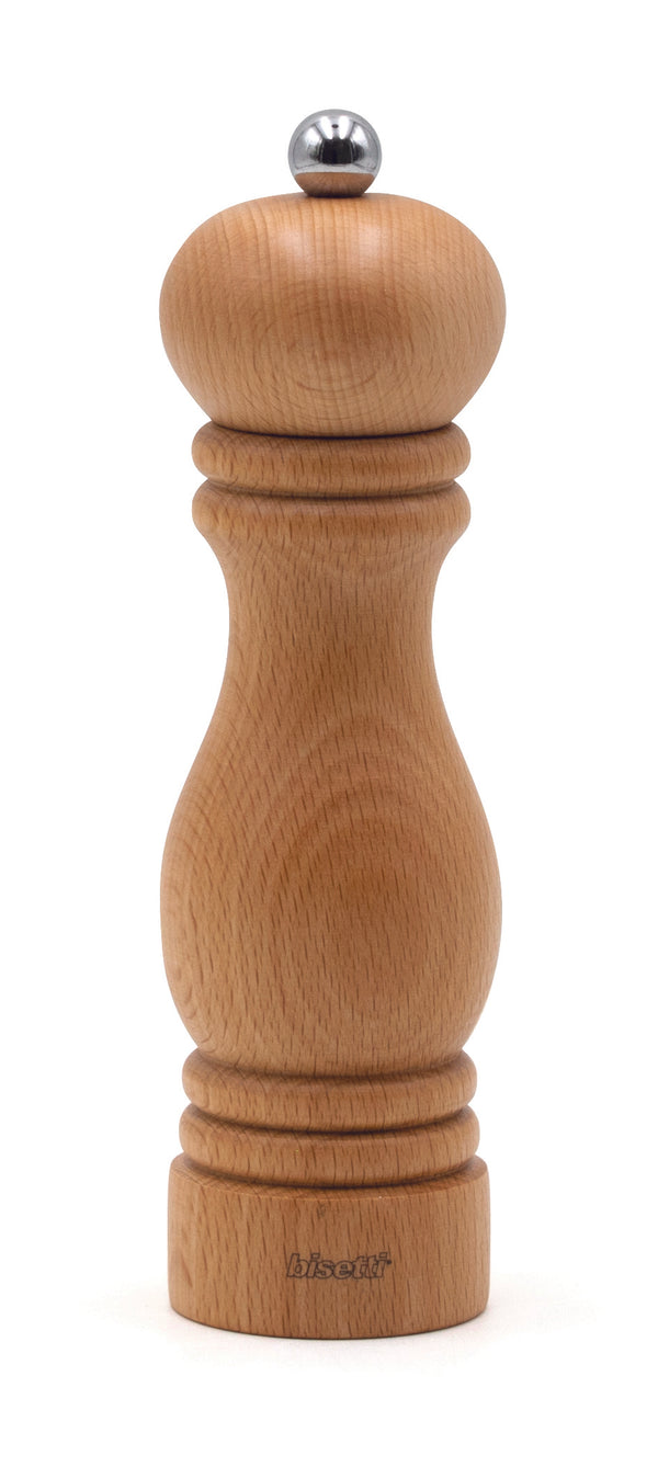 Bisetti Sorrento Natural Beechwood Pepper Mill With Adjustable Grinder,  19 cm / 7.5 Inch - BisettiUSA