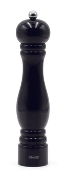 Bisetti Sorrento Black Lacquered Beechwood Pepper Mill With Adjustable Grinder, 9.8 Inch / 25 cm - BisettiUSA