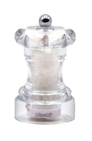 Bisetti Perugia Clear Acrylic Salt Mill With Adjustable Grinder,  10 cm/ 3.9 Inch - BisettiUSA