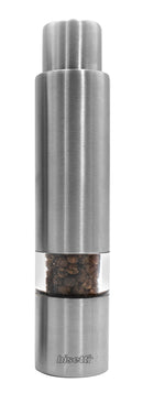 Bisetti Push Button Stainless Steel and Acrylic Pepper Mill Grinder, 14.5 cm / 5.7 Inch - BisettiUSA