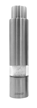 Bisetti Push Button Acrylic Body and Stainless Steel Salt Mill Grinder, 14.5 cm / 5.7 Inch - BisettiUSA
