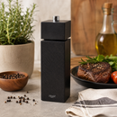 Bisetti Trento Black Stained Beechwood Pepper Mill with Adjustable Carbon Steel Grinder – 16.5 cm / 6.5 in | Made in Italy
