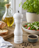 Bisetti Sorrento White Lacquered Beechwood Pepper Mill With Adjustable Carbon Steel Grinder, 19 cm / 7.5 Inches | Made in Italy
