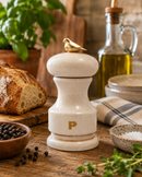 Bisetti Bird White Lacquered Beechwood Pepper Mill With Adjustable Grinder, 11 cm / 4.33 Inches
