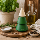 Bisetti 16 cm Wooden Spice, Salt & Pepper Mill – Green Christmas Tree Design | Made in Italy