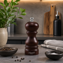 Bisetti Roma Beechwood Pepper Mill With Adjustable Carbon Steel Grinder,Walnut Finish, 5-1/8-Inches