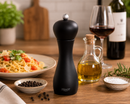 Bisetti Rimini Black Stained Beechwood Pepper Mill With Adjustable Carbon Steel Grinder,  18 cm / 7 In