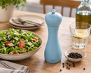 Bisetti Rimini Light Blue Stained Beechwood Pepper Mill Adjustable Carbon Steel Grinder, 18 cm / 7 Inch