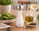 Bisetti Rimini Beechwood & Steel Head Pepper Mill with White Finish, Adjustable Carbon Steel Grinder,  18 cm / 7 Inch