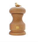 Bisetti Bird Natural  Beechwood Salt Mill With Adjustable Grinder, 11 cm / 4.33 Inch - BisettiUSA
