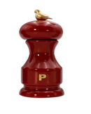 Bisetti Bird Red Lacquered Beechwood Pepper Mill With Adjustable Grinder, 11 cm / 4.33 Inches - BisettiUSA