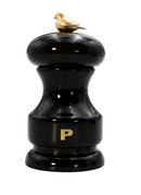 Bisetti Bird Black Lacquered Beechwood Pepper Mill With Adjustable Grinder, 11 cm / 4.33 Inches - BisettiUSA