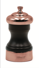Bisetti Messina Walnut Stained Beechwood Pepper Mill With Copper Head and Base, 10 cm / 3.9 Inches - BisettiUSA