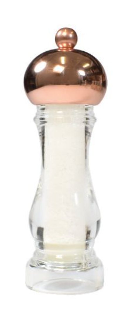 Bisetti Capri Clear Acrylic Salt Mill With Copper-Plated Head, 16.5 cm / 6.5 Inches