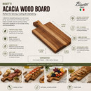 Bisetti Acacia Wood Charcuterie/Cutting Board with Handle, 11-1/16 x 5-1/16 Inches | Made in Italy
