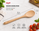 Bisetti Beechwood Cooking Spoon, 30 cm / 11.8 Inch – Natural Wooden Kitchen Spoon | Made in Italy