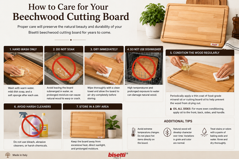 Bisetti Beechwood Cutting Board, 13.8 x 9 x-0.75-Inches | BisettiUSA