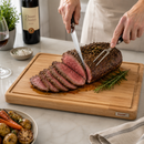 Bisetti Beechwood Cutting Board With Juice Groove & Non-Skid Feet, 19.6 x 13.7 x 1.5 Inches | Made in Italy