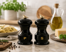 Bisetti Bird Black Lacquered Beechwood Pepper Mill with Adjustable Carbon Steel Grinder, 4.33 Inches (11 cm) | Made in Italy