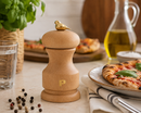 Bisetti Bird Natural Beechwood Pepper Mill with Adjustable Carbon Steel Grinder, 4.33 Inches (11 cm) | Made in Italy