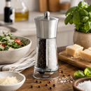 Bisetti Dual Big Acrylic & Stainless Steel Salt & Pepper Mill, 7.5 Inches – 2-in-1 Adjustable Grinder | Made in Italy