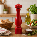 Bisetti Firenze Red Lacquered Beechwood Salt Mill with Adjustable Ceramic Grinder, 12.6 Inches (32 cm) | Made in Italy