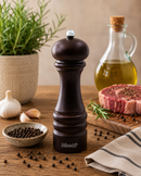 Bisetti Genova Walnut Stained Beechwood Pepper Mill With Adjustable Carbon Steel Grinder, 16.5 cm (6.5 Inches) | Made in Italy