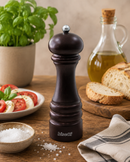 Bisetti Genova Walnut Stained Beechwood Finish Salt Mill with Adjustable Grinder, 16.5 cm / 6.5 Inch - BisettiUSA