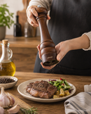 Bisetti Genova Walnut Stained Beechwood Pepper Mill with Adjustable Grinder, 28.5 cm / 11.2 Inch - BisettiUSA