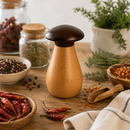 Bisetti Icons Natural & Walnut Wood "Mushroom" Spice Mill, 5.3-Inches - BisettiUSA