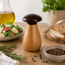 Bisetti Icons Natural & Walnut Wood "Mushroom" Spice Mill, 5.3-Inches - BisettiUSA