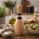 Bisetti Icons Natural Beechwood "Bowling" Salt, Pepper or Spice Mill, Adjustable Grinder, 9 Inches (23 cm) | Made in Italy