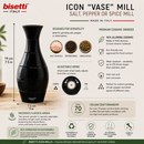 Bisetti Icons Black Lacquered Beechwood “Vase” Salt, Pepper or Spice Mill – 7.5 Inches / 19 cm | Made in Italy