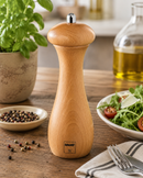 Bisetti Livorno Natural Beechwood Pepper Mill with Adjustable Carbon Steel Grinder – 8.5 Inches | Made in Italy