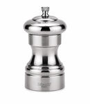 Bisetti Messina 4-inch pewter finish silver salt mill with adjustable ceramic grinding mechanism, Made in Italy.