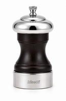 Bisetti Messina Walnut Stained Beechwood Salt Mill With Pewter Head and Base, 16.5 cm / 6.5 Inches - BisettiUSA