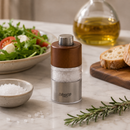 Bisetti Orta Mini Walnut Finish Salt Mill – Beechwood, Acrylic & Stainless Steel, 2.6 Inches | Made in Italy