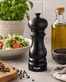 Bisetti Panarea Black Finish Stainless Steel Pepper Mill With Adjustable Grinder, 17 cm / 6.7 Inch | Made in Italy