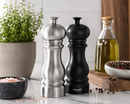 Bisetti Panarea Brushed Metal Finish Stainless Steel Salt & PepperMill Set With Adjustable Grinder, 17 cm / 6.7 Inch - BisettiUSA