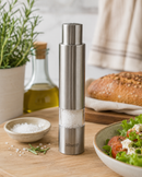 Bisetti Push Button Acrylic Body and Stainless Steel Salt Mill Grinder, 14.5 cm / 5.7 Inch | One-Hand Operation | Made in Italy