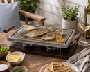 Bisetti Rectangular Cooking Stone with Chromed Frame & Wood Handles, 9.75 x 15.75-Inches