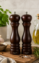 Bisetti Roma Beechwood Pepper Mill with Adjustable Carbon Steel Grinder, Walnut Finish, 9-7/8 Inches (25 cm) | Made in Italy