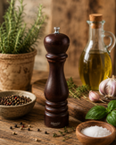 Bisetti Roma Beechwood Pepper Mill with Adjustable Carbon Steel Grinder, Walnut Finish, 9-7/8 Inches (25 cm) | Made in Italy